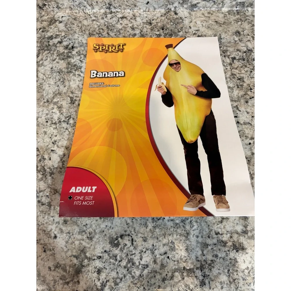 Spirit Halloween Banana Costume Adult One Size Yellow Fruit Tunic Funny OSFM - Picture 4 of 5